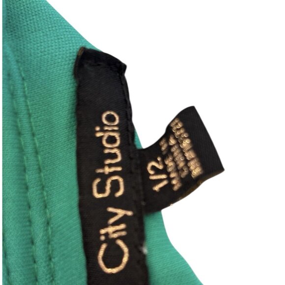 City Studio Emerald Green Ruffle Bodycon Dress Spaghetti Strap Size 1/2 - Picture 6 of 6